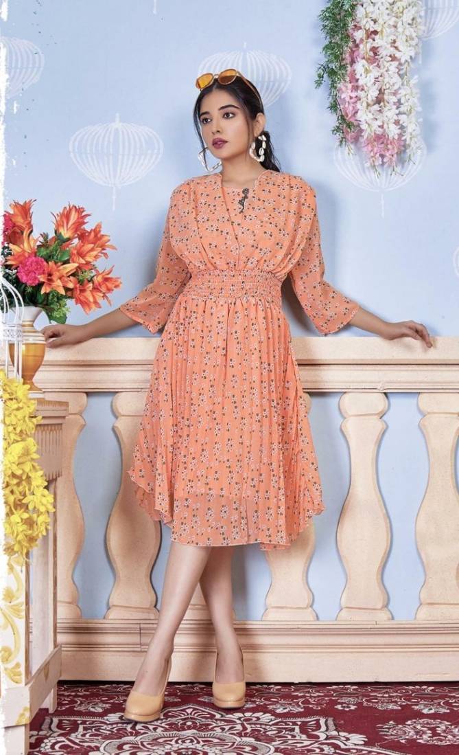 Beauty Goldy Party Wear Wholesale Georgette Kurti Collection